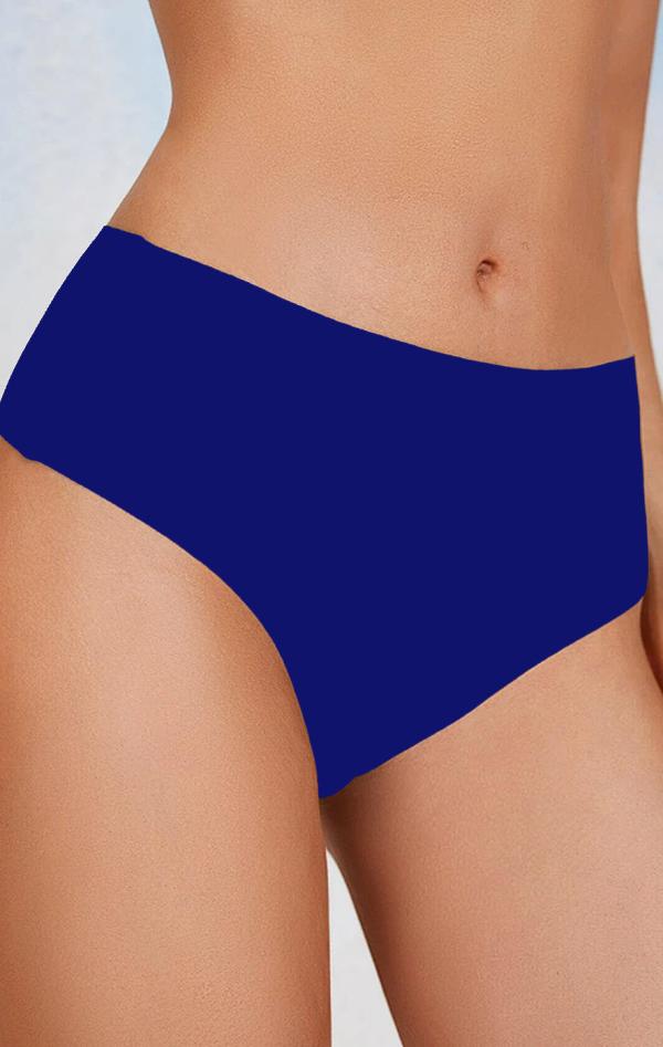 Plus Size Ψηλόμεσο Laser Cut Κιλοτάκι Ολόκληρο - Blue‌‌ Jean - LC5934-Blue Jean-3XL